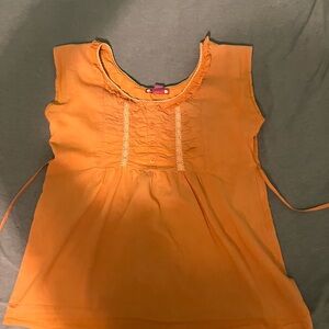 Sugar Orange Ruffled Sleeveless Blouse